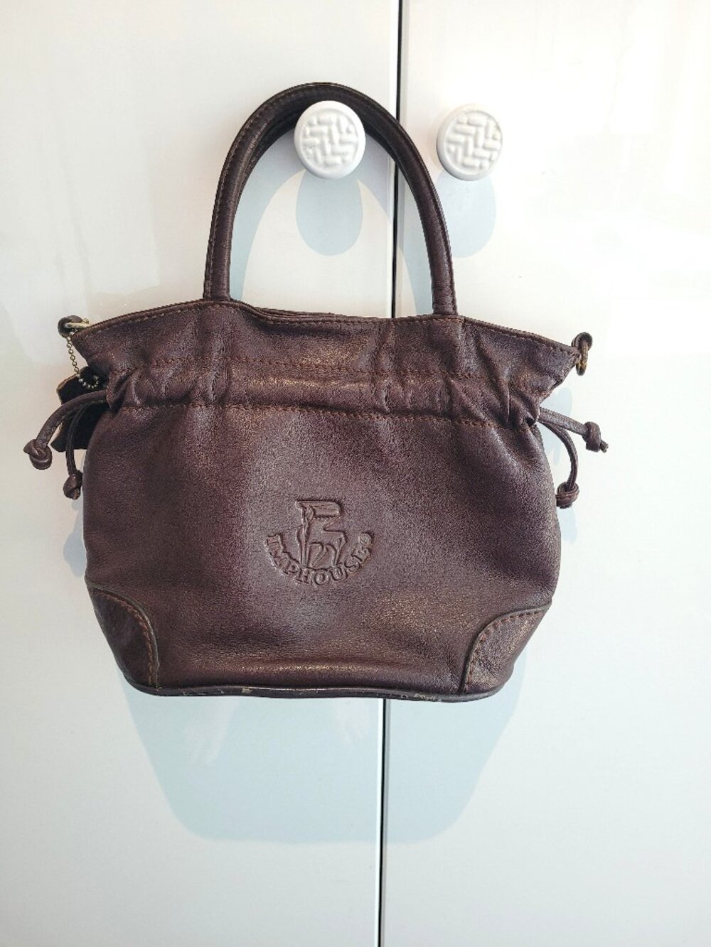 Vintage Chocolate Brown Leather Small/Mini Hand Held Bag
